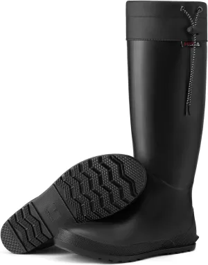 HISEA Womens Rubber Rain Boots Waterproof Packable Tall Garden Boots Lightweight Mud Boots