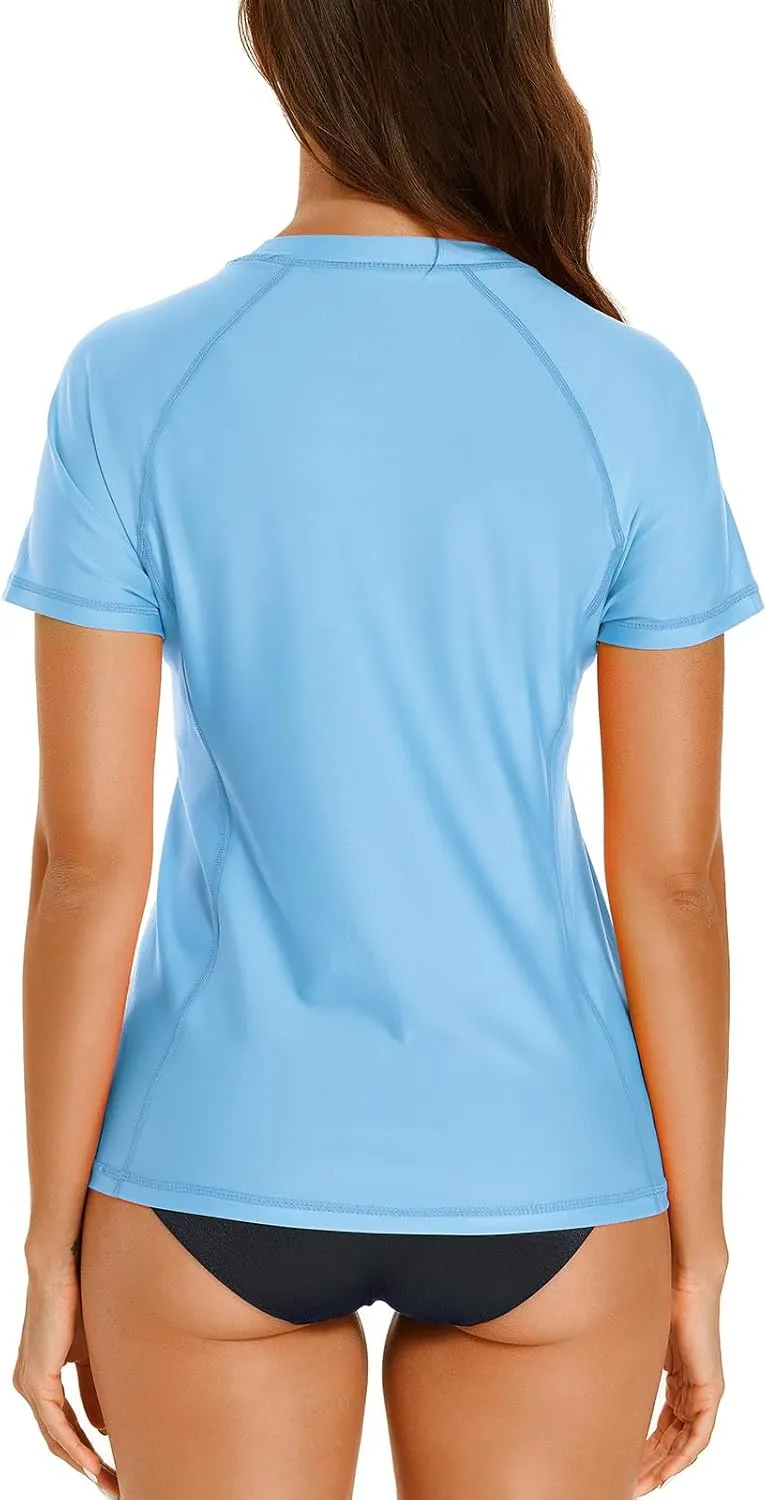 HODOSPORTS Women's UPF 50  Rash Guard Sun Protection Swim Shirt Quick Dry Swimsuit Lightweight Short Sleeve