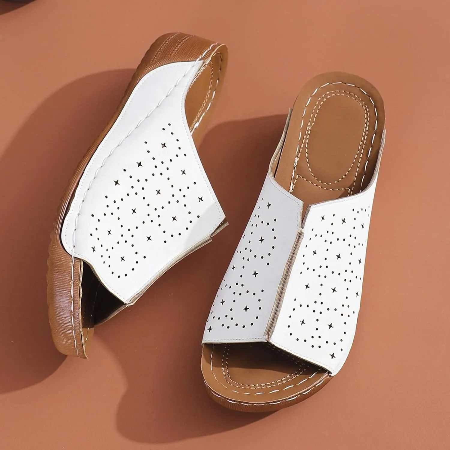 Hollow Out Wedge Sandals for Women 2025 new Arch Support Lightweight Soft Sole Platform Sandalias Breathable Orthotic Sandals