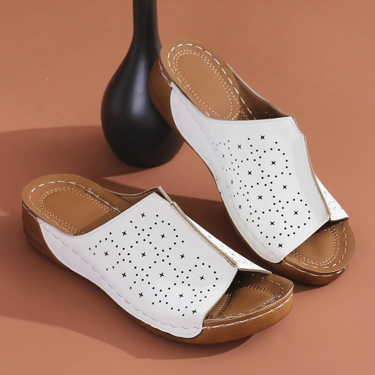 Hollow Out Wedge Sandals for Women 2025 new Arch Support Lightweight Soft Sole Platform Sandalias Breathable Orthotic Sandals