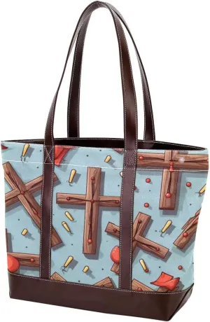 Holy Easter Cross-1068 Shoulder Purses for Women Large Soft Washed Leather Purses and Durable Handbags