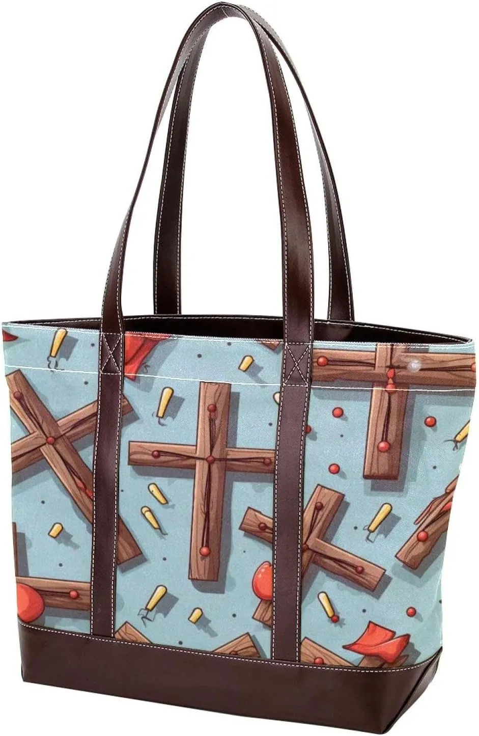 Holy Easter Cross-1068 Shoulder Purses for Women Large Soft Washed Leather Purses and Durable Handbags