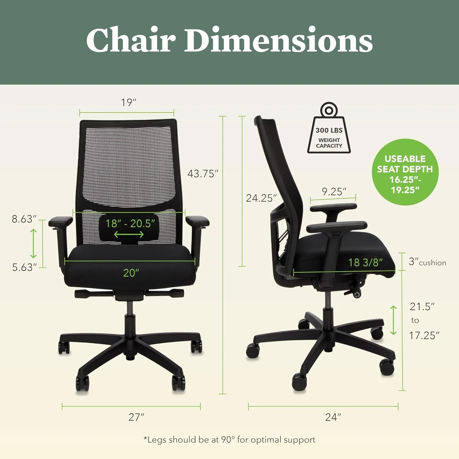 HON Ignition 2.0 Ergonomic Office Chair - Adjustable Tilt, Swivel Wheels, Comfortable for Long Hours - Home Office Desk Chair