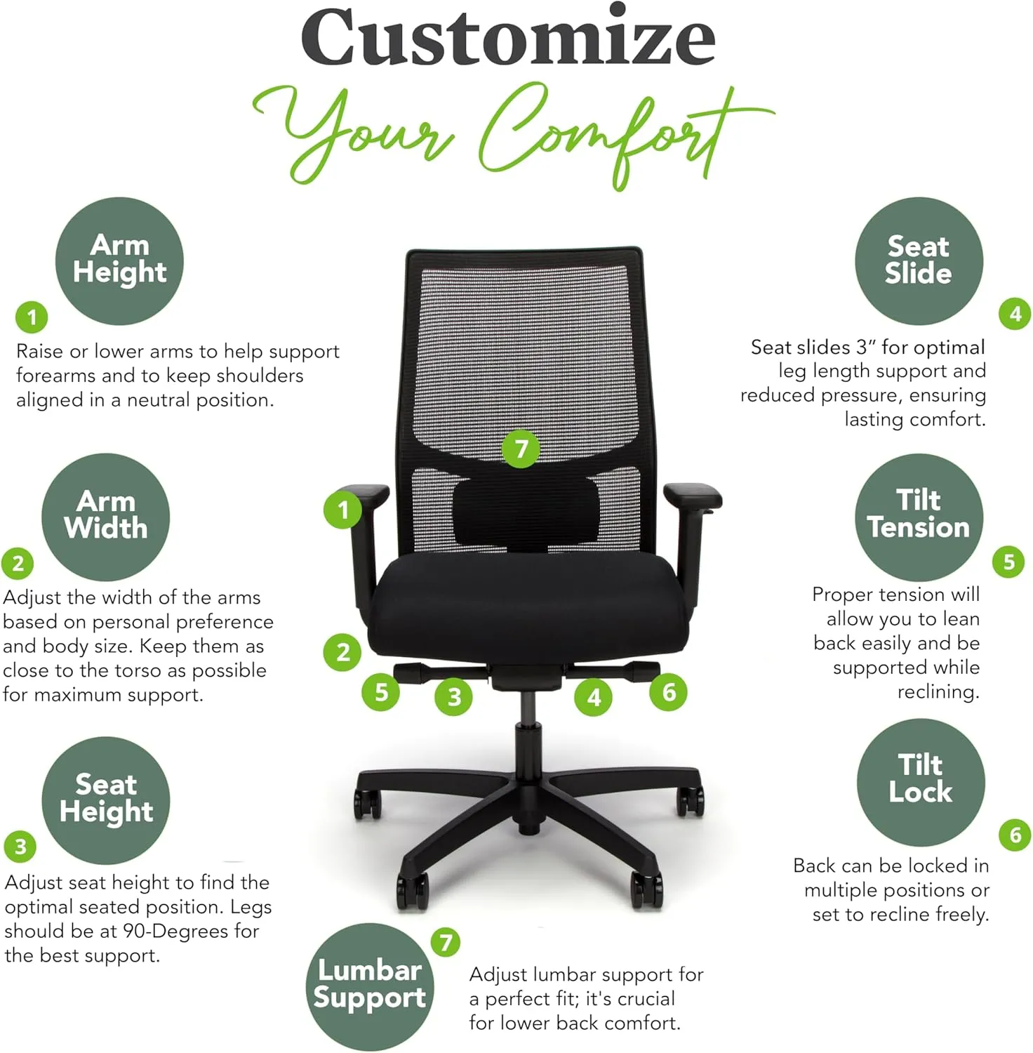 HON Ignition 2.0 Ergonomic Office Chair - Adjustable Tilt, Swivel Wheels, Comfortable for Long Hours - Home Office Desk Chair