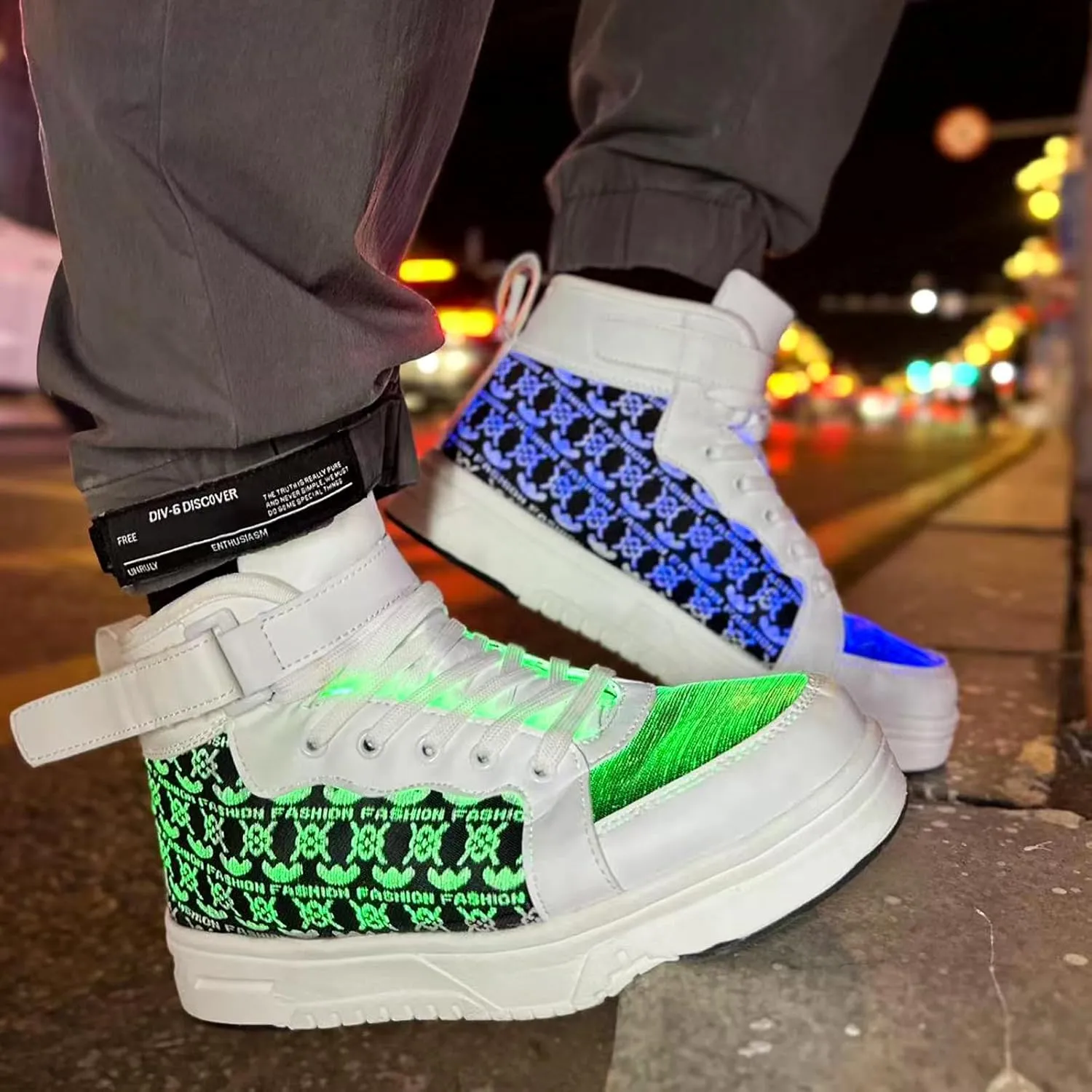Hot Dingding Fiber Optic LED Shoes for Women Men Light Up Sneakers for Adult USB Charging Flashing Luminous Trainers Shoes