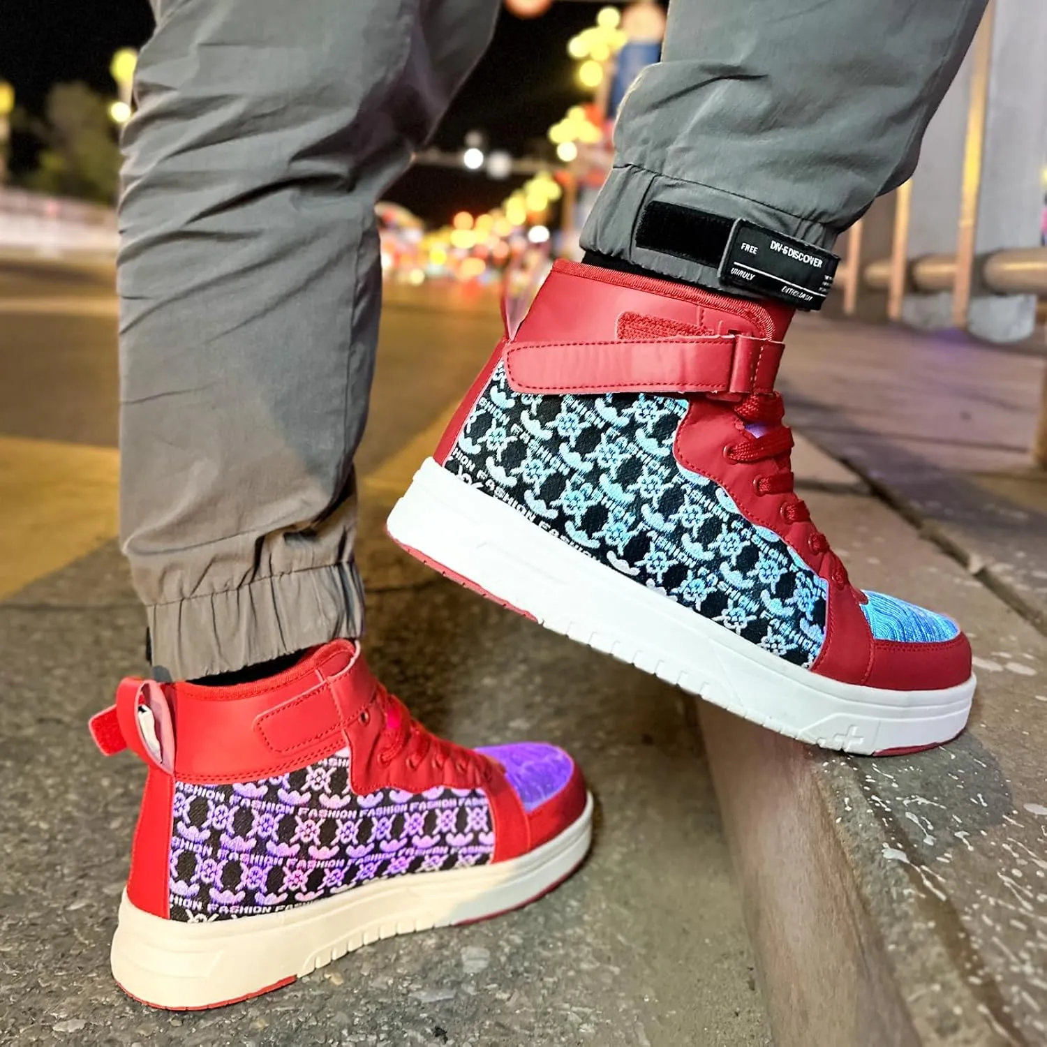 Hot Dingding Fiber Optic LED Shoes for Women Men Light Up Sneakers for Adult USB Charging Flashing Luminous Trainers Shoes