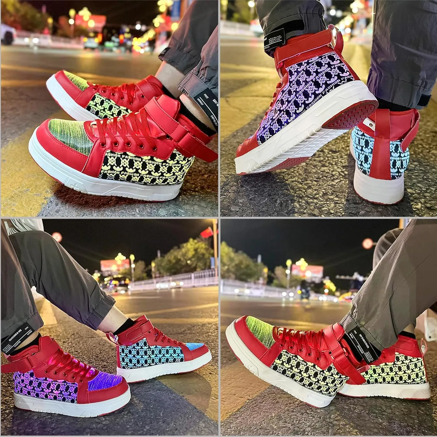 Hot Dingding Fiber Optic LED Shoes for Women Men Light Up Sneakers for Adult USB Charging Flashing Luminous Trainers Shoes