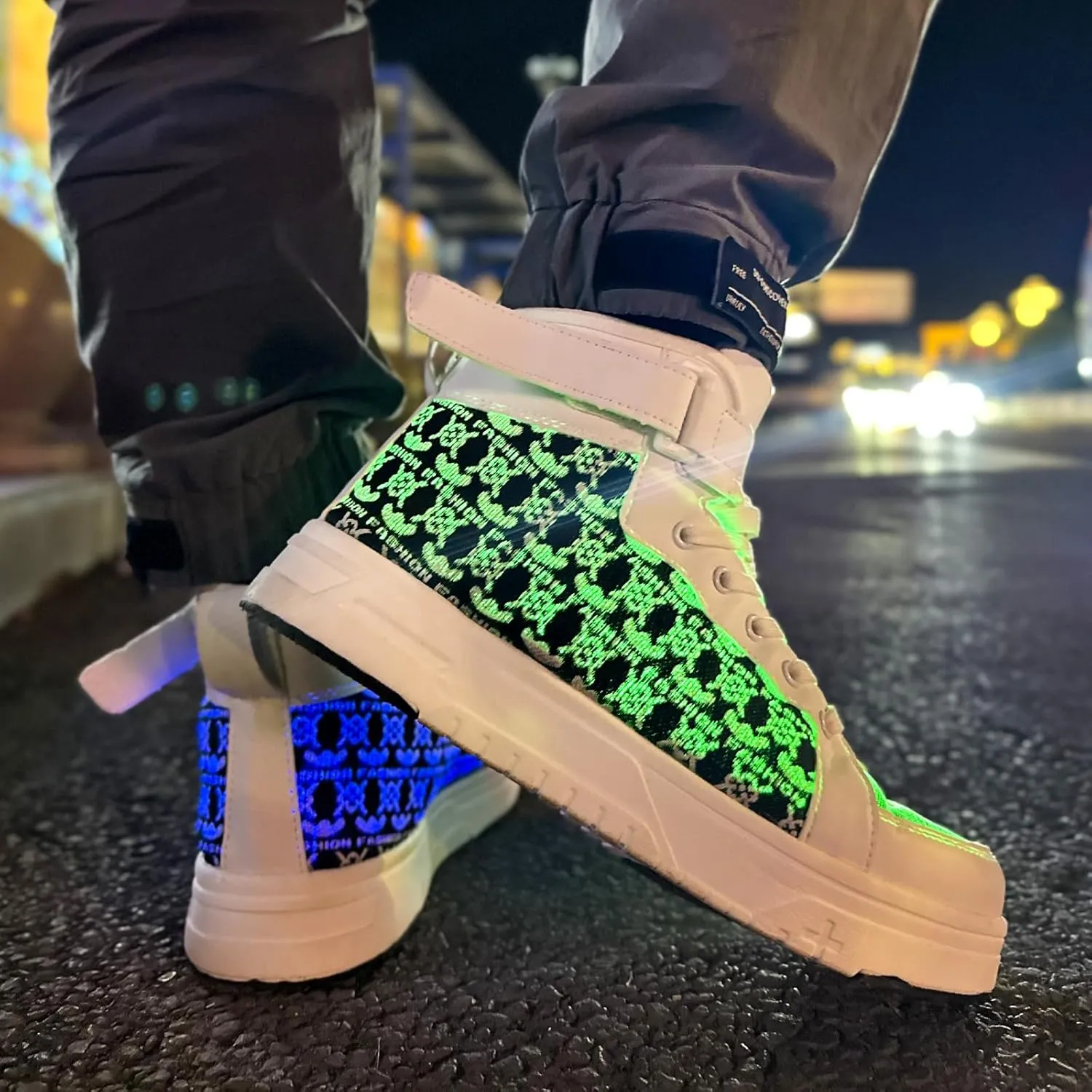 Hot Dingding Fiber Optic LED Shoes for Women Men Light Up Sneakers for Adult USB Charging Flashing Luminous Trainers Shoes