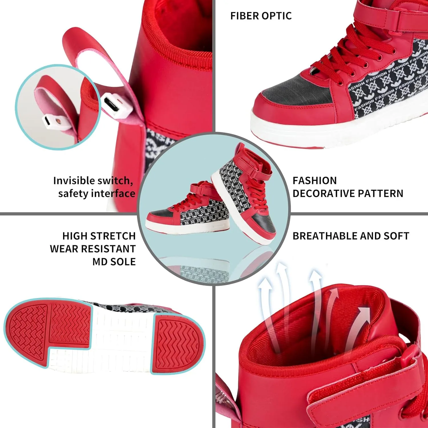 Hot Dingding Fiber Optic LED Shoes for Women Men Light Up Sneakers for Adult USB Charging Flashing Luminous Trainers Shoes