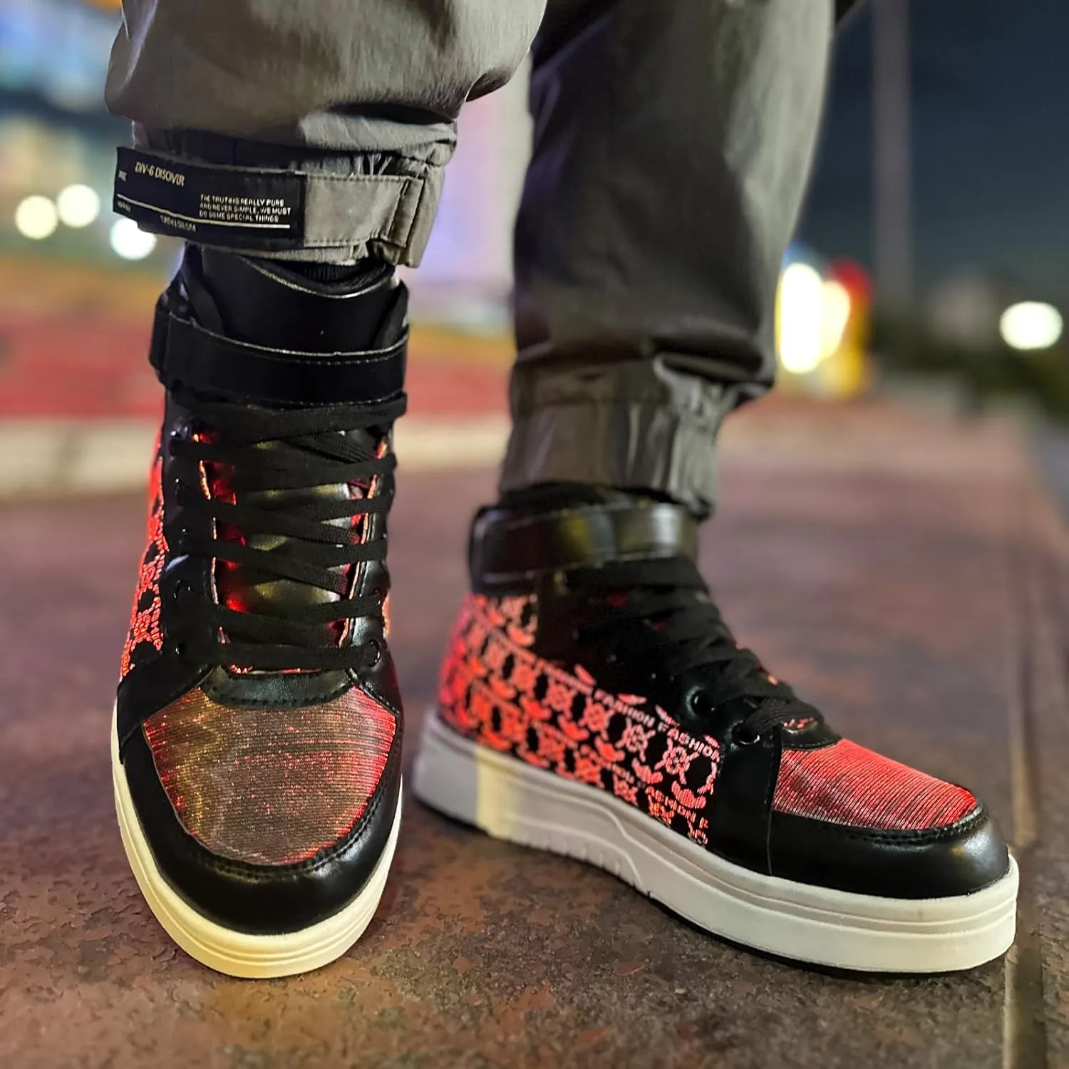 Hot Dingding Fiber Optic LED Shoes for Women Men Light Up Sneakers for Adult USB Charging Flashing Luminous Trainers Shoes