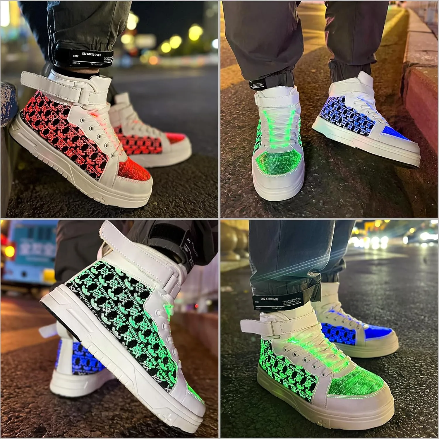 Hot Dingding Fiber Optic LED Shoes for Women Men Light Up Sneakers for Adult USB Charging Flashing Luminous Trainers Shoes