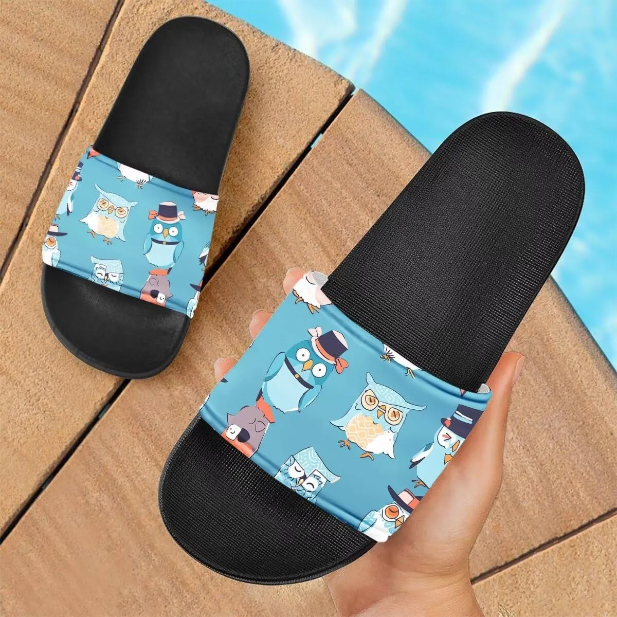 Howilath Cute Animals Pattern Summer Slide Slippers for Women Kids, Soft Sole Non-Slip Open Toe Slippers Slide Sandal