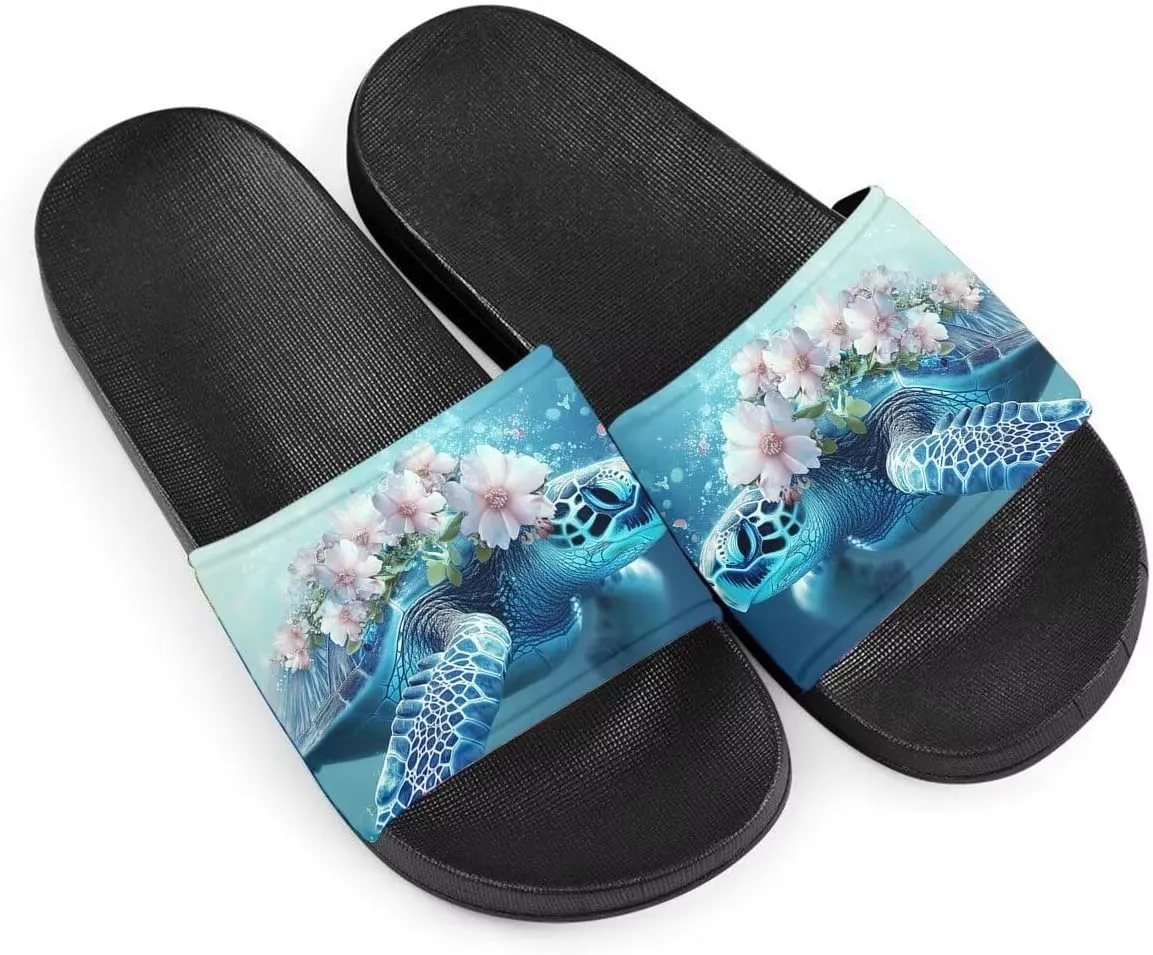 Howilath Novelty Animals Pattern Women's Slide Sandals, Casual Soft Sole Open Toe Non-Slip Single Band Slide Sandals