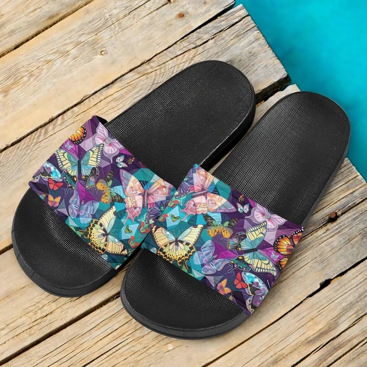 Howilath Novelty Animals Pattern Women's Slide Sandals, Casual Soft Sole Open Toe Non-Slip Single Band Slide Sandals