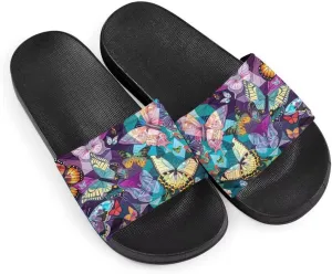 Howilath Novelty Animals Pattern Women's Slide Sandals, Casual Soft Sole Open Toe Non-Slip Single Band Slide Sandals