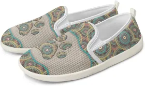 Howilath Western Aztec Print Mesh Sneakers Women Slip on Loafers Casual Breathable Shoes Walking Shoes