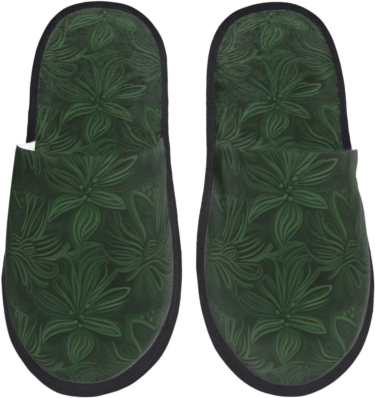 Hunter Green Floral Petals Pattern Printed Slippers Cozy Indoor Slide Unisex House Slippers Soft Plush Slip-on Slippers