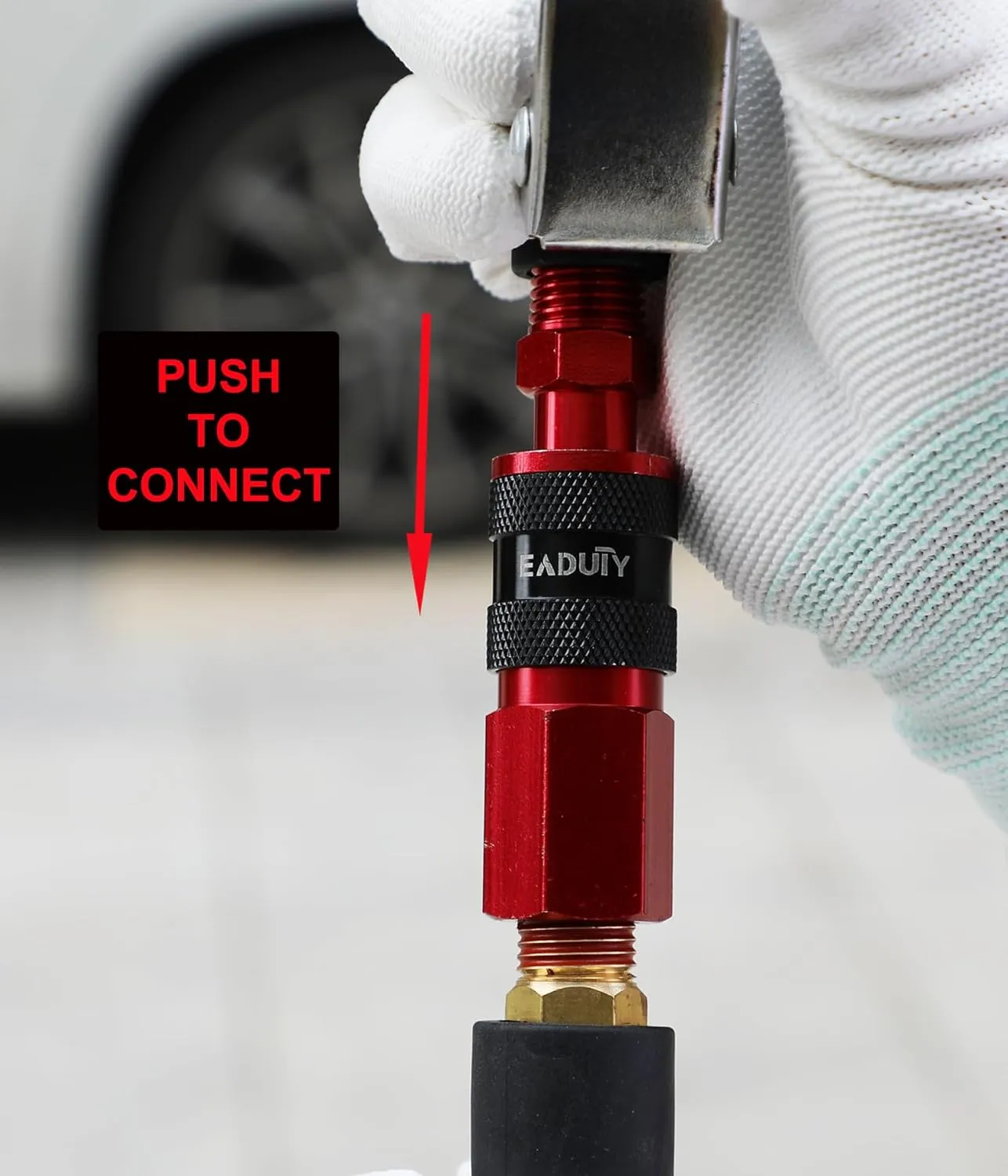 Hybrid Air Hose 3/8 In. x 25 ft, Lightweight, Flexible, Durable Air Compressor Hose with Aluminum Universal Quick Coupler and Industrial Plug, Red