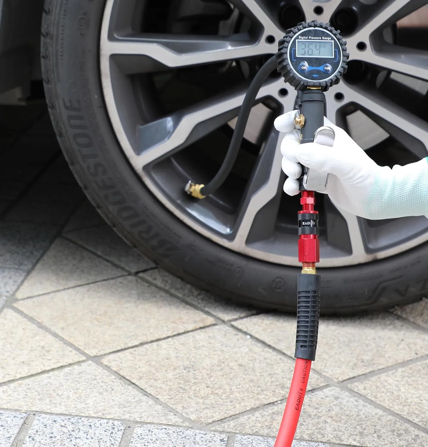 Hybrid Air Hose 3/8 In. x 25 ft, Lightweight, Flexible, Durable Air Compressor Hose with Aluminum Universal Quick Coupler and Industrial Plug, Red