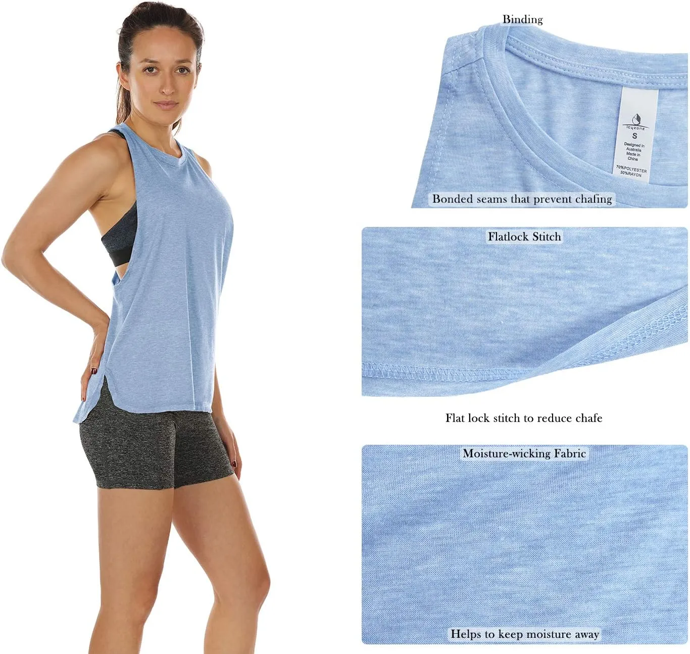 icyzone Women's Racerback High Neck Workout Athletic Yoga Muscle Tank Tops
