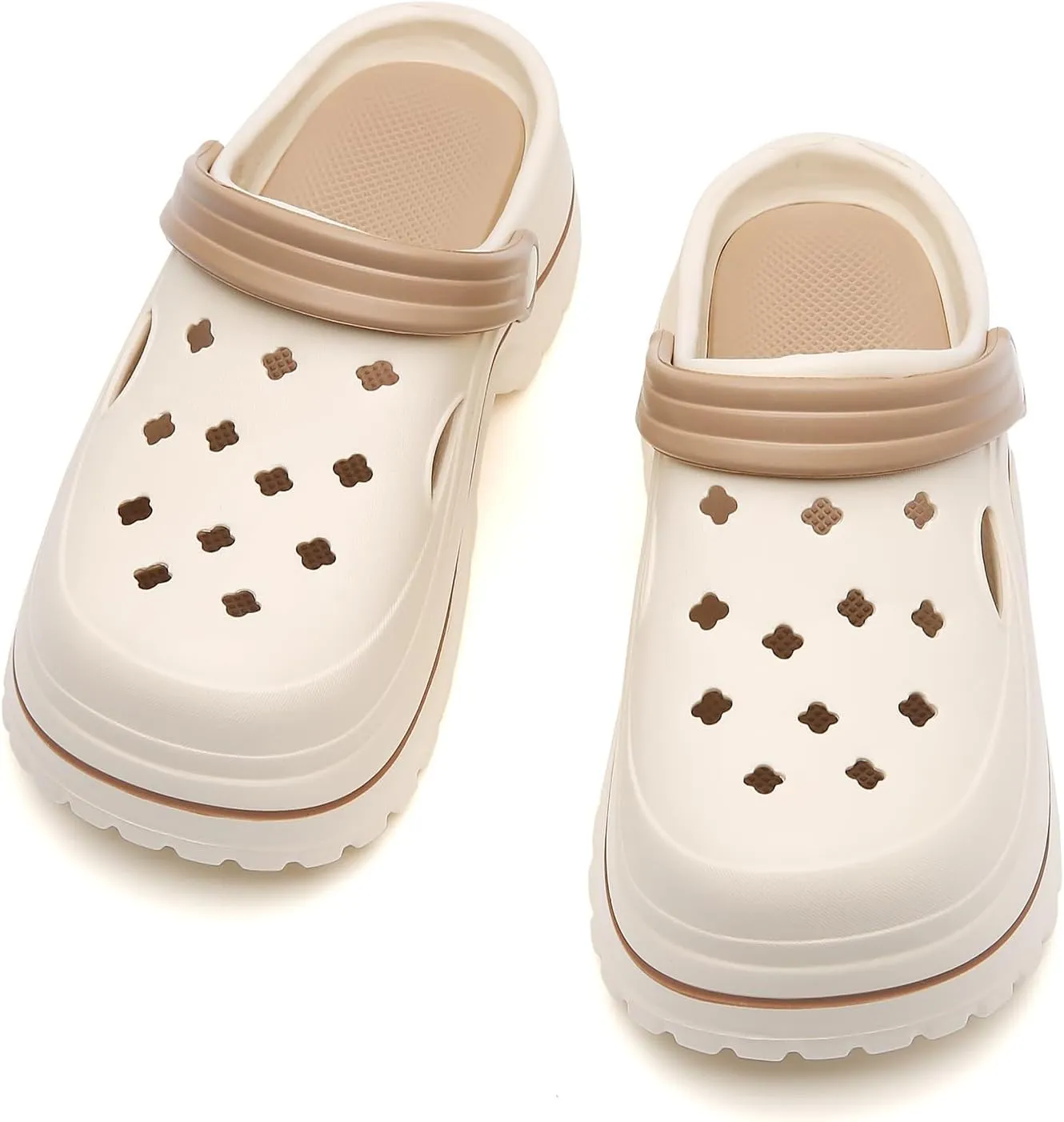 ihinzry Women's Platform Clogs Gardener Shoes 2.5 Inches Heeled Mules Clog Slip On Slides Shoes Outdoor Slippers