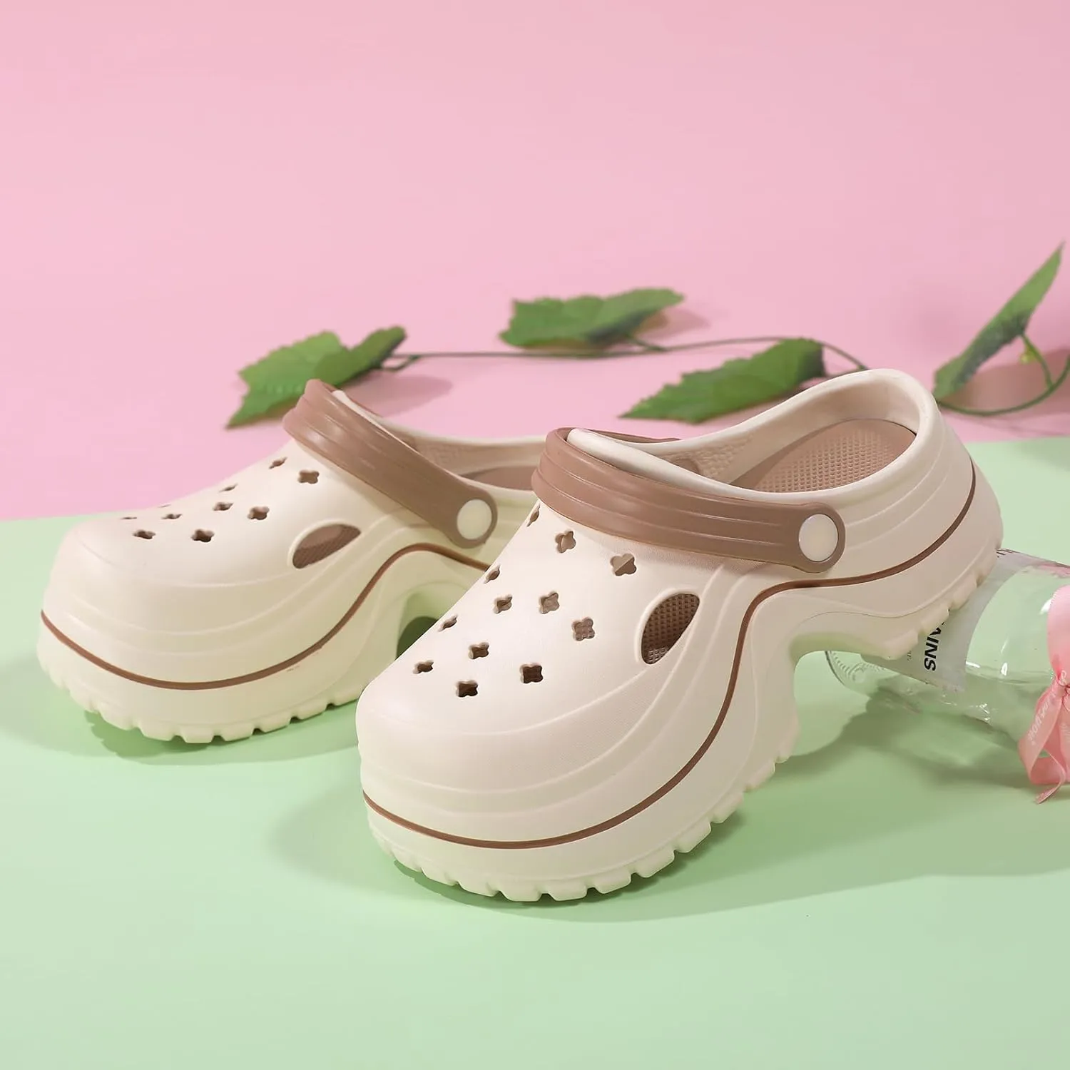 ihinzry Women's Platform Clogs Gardener Shoes 2.5 Inches Heeled Mules Clog Slip On Slides Shoes Outdoor Slippers