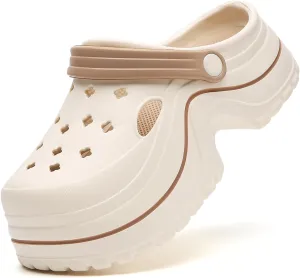 ihinzry Women's Platform Clogs Gardener Shoes 2.5 Inches Heeled Mules Clog Slip On Slides Shoes Outdoor Slippers