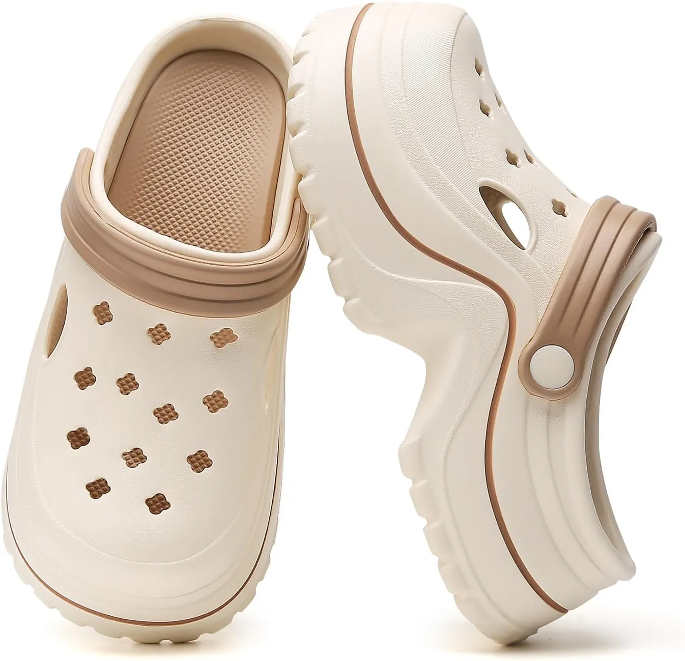 ihinzry Women's Platform Clogs Gardener Shoes 2.5 Inches Heeled Mules Clog Slip On Slides Shoes Outdoor Slippers