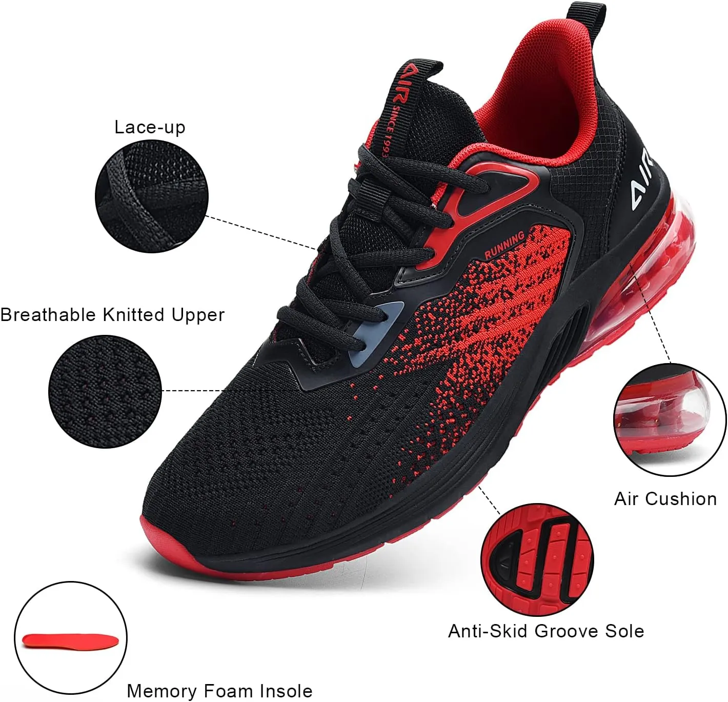 IIV Mens Air Running Shoes Casual Tennis Walking Athletic Gym Fashion Lightweight Slip On Sneakers