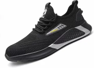 Indestructible Steel Toe Shoes for Men Work Shoes for Women Puncture Proof Comfortable Slip On Breathable Lightweight Safety Shoes for Industrial Coustruction,Black