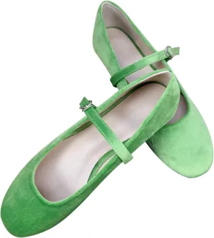INEELUYI Womens Mary Jane Shoes Retro PU Flats Round Toe One Line Strap Flats Comfortable Ballet Flats Walking Flat Shoes