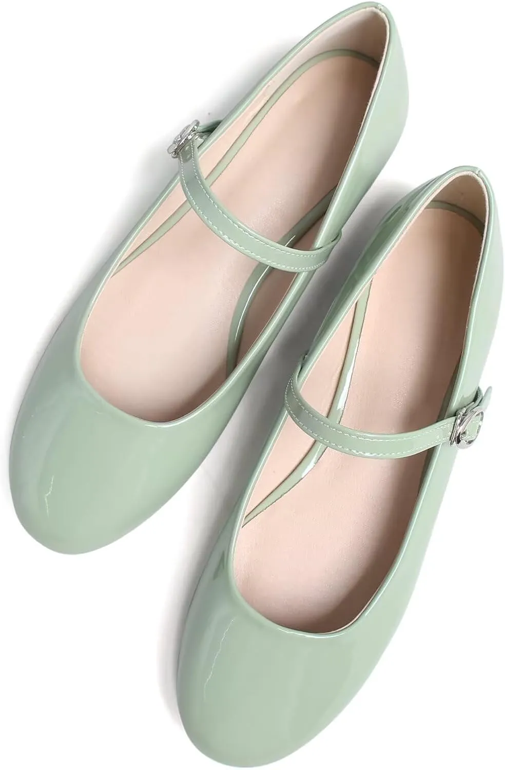 INEELUYI Womens Mary Jane Shoes Retro PU Flats Round Toe One Line Strap Flats Comfortable Ballet Flats Walking Flat Shoes