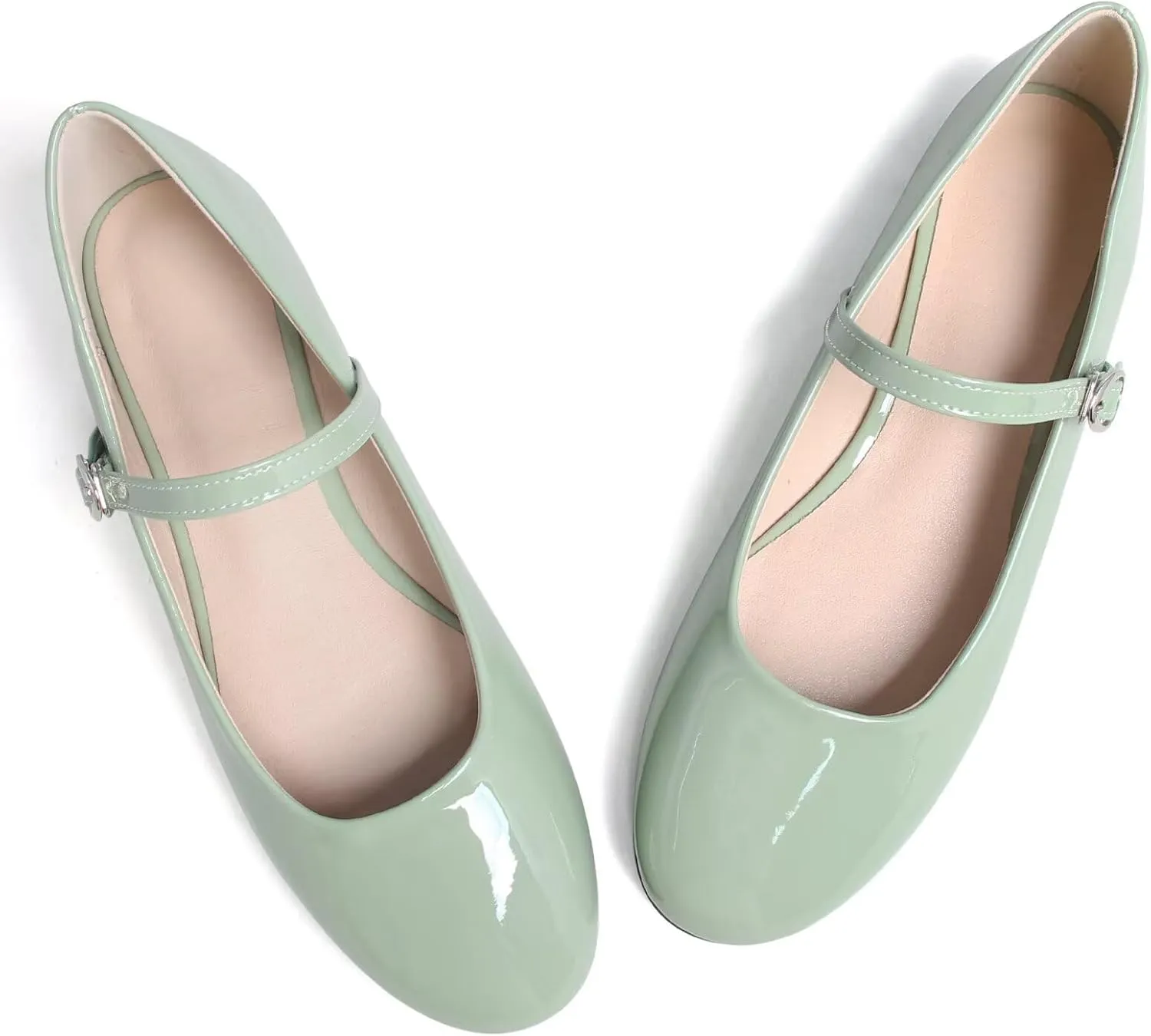 INEELUYI Womens Mary Jane Shoes Retro PU Flats Round Toe One Line Strap Flats Comfortable Ballet Flats Walking Flat Shoes