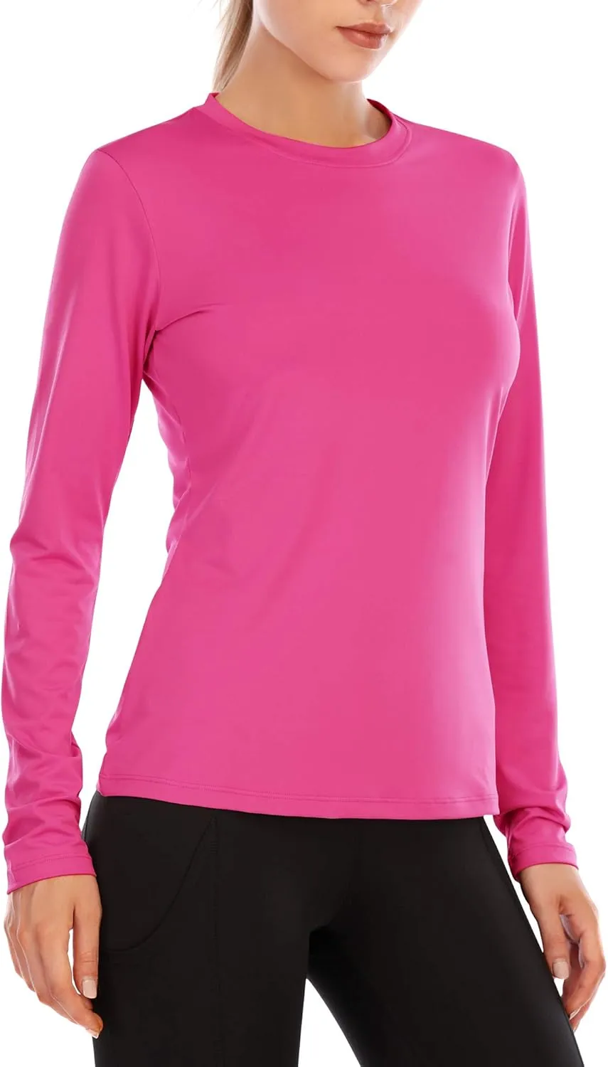 isnowood Women's Sun Protection Long Sleeve Shirts, UPF 50  UV Swim Rash Guard Shirt, Lightweight Workout Hiking Running Tops