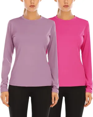 isnowood Women's Sun Protection Long Sleeve Shirts, UPF 50  UV Swim Rash Guard Shirt, Lightweight Workout Hiking Running Tops
