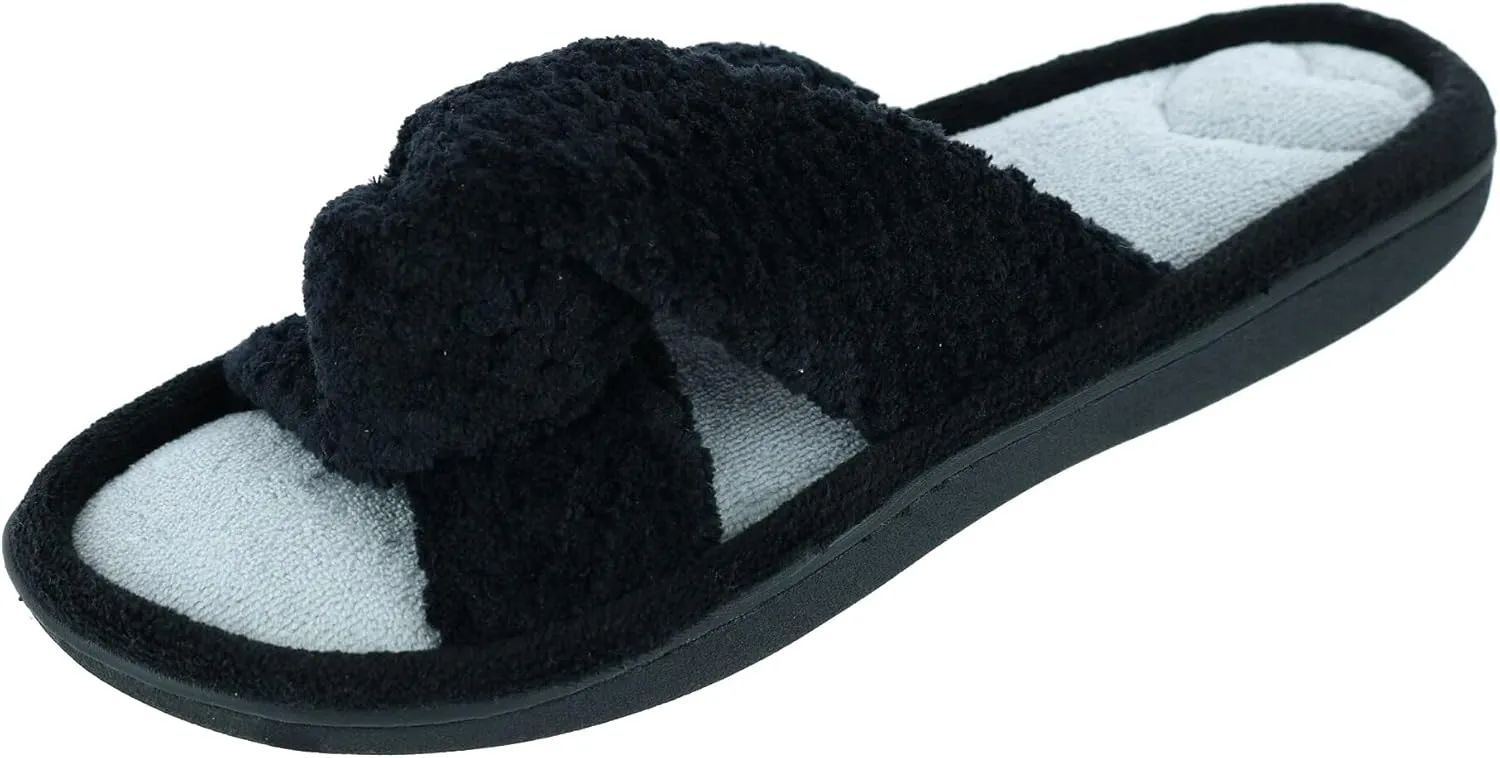 isotoner Womens Recycled Popcorn Microterry Twist Slide
