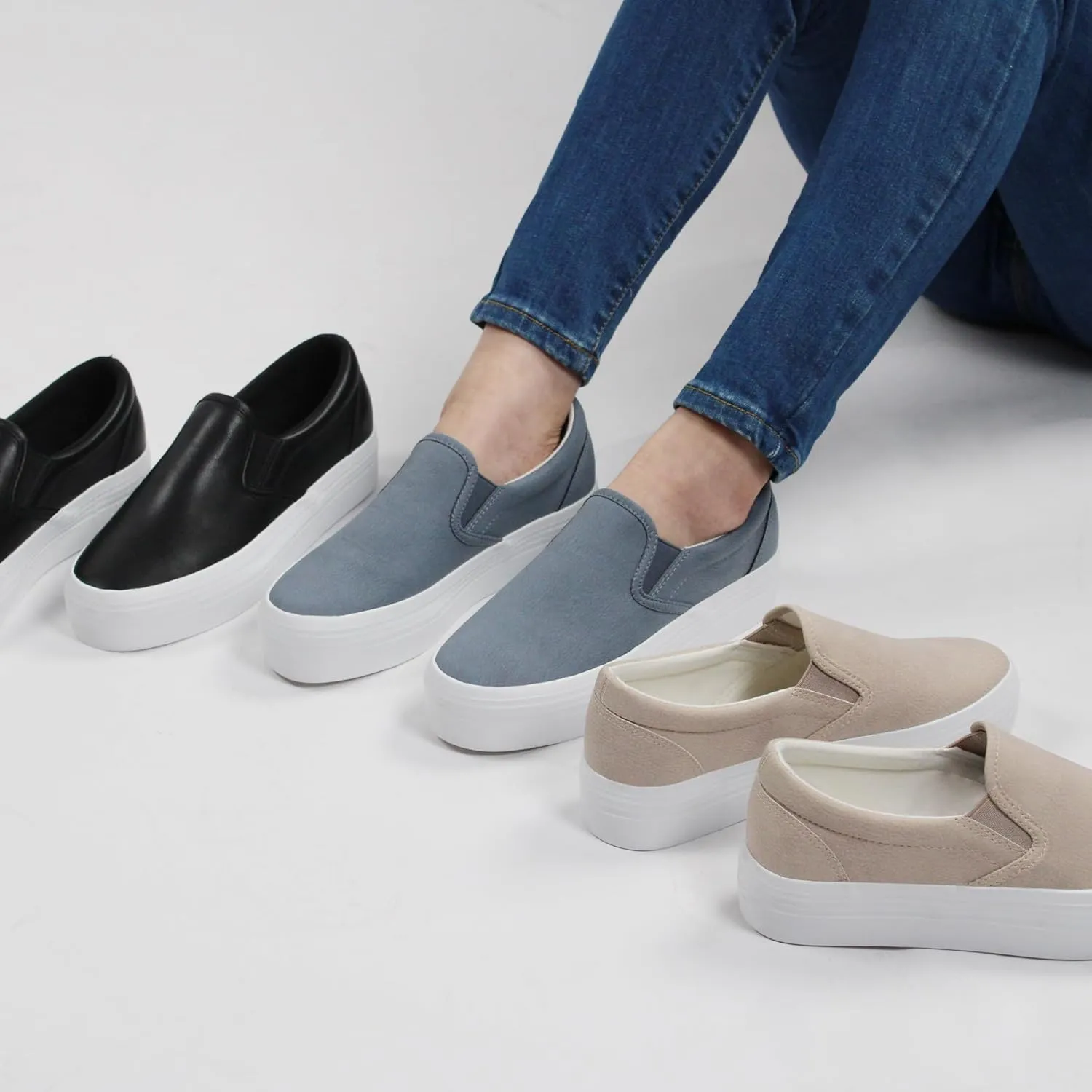 JABASIC Women Slip-on Platform Loafers Casual Comfortable Loafer Shoes