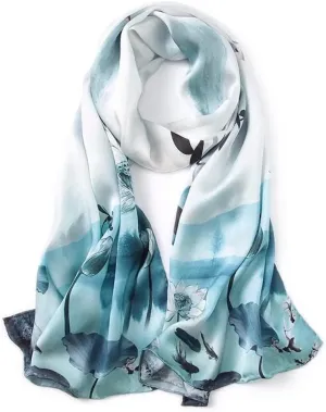 Jeelow 100% Mulberry Pure Real Silk Scarf Lightweight Chiffon Shawls And Wraps Sheer For Women Oblong