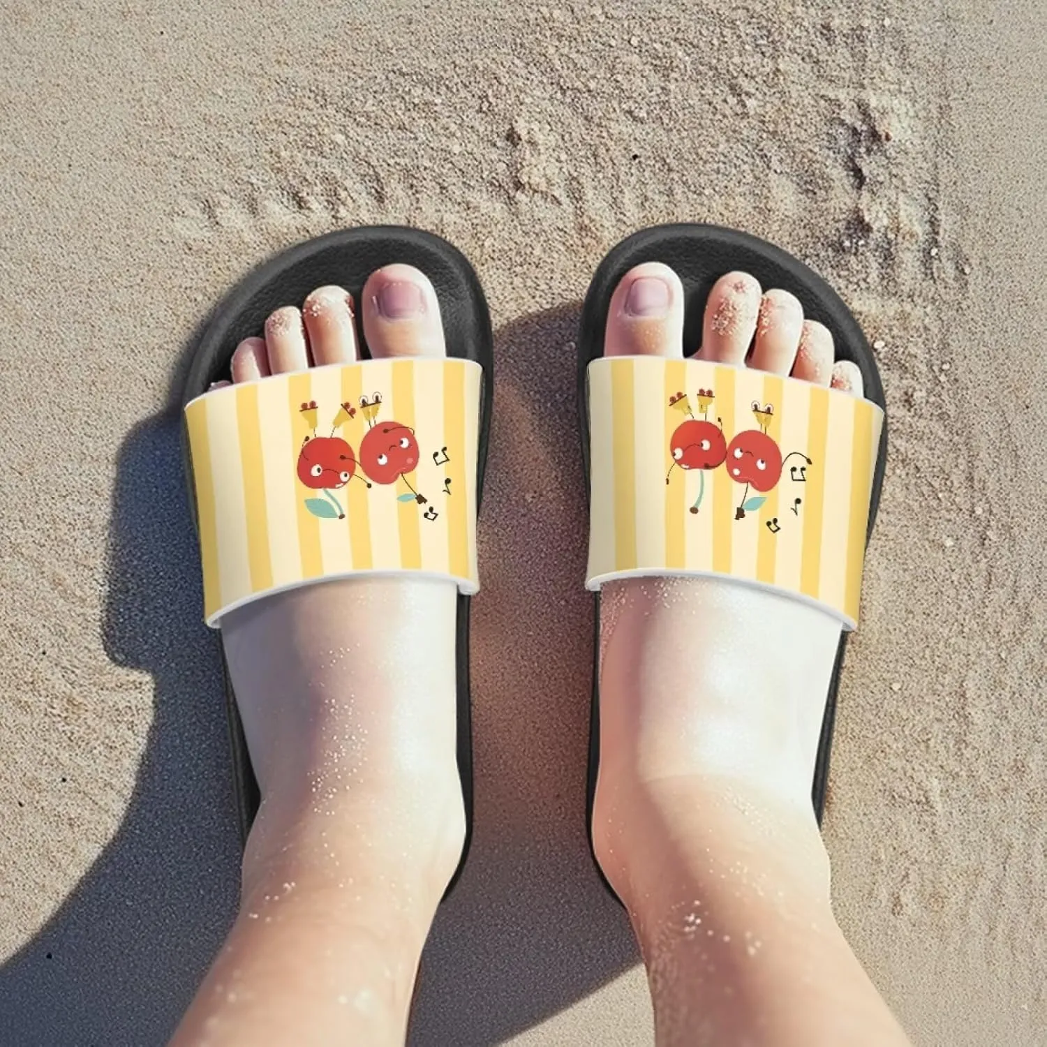 Jeiento Kids Slides Slip On Beach Sandals Anti Skid Sole Comfy Youth Boy Girl Pool Shoes Cute Cartoon Slippers for Indoor Outdoor