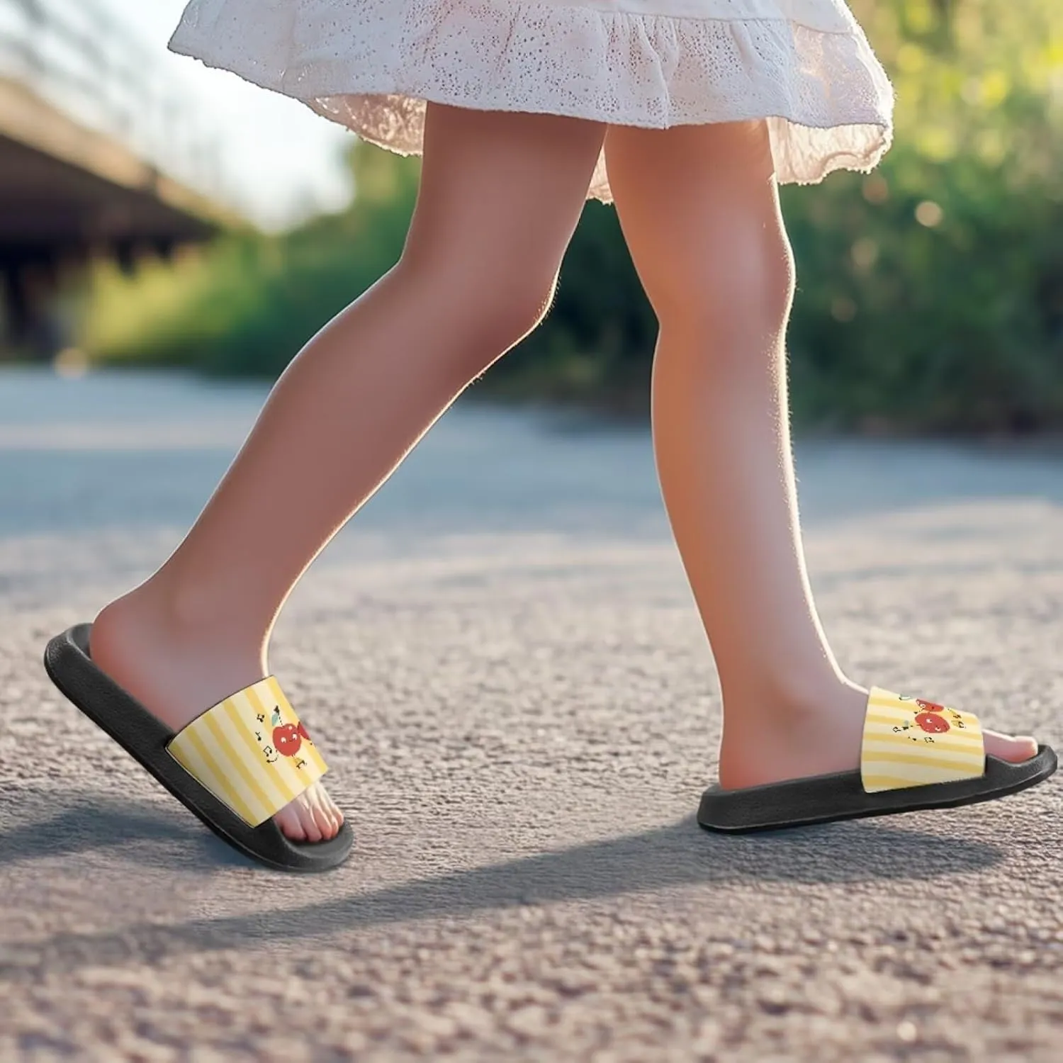 Jeiento Kids Slides Slip On Beach Sandals Anti Skid Sole Comfy Youth Boy Girl Pool Shoes Cute Cartoon Slippers for Indoor Outdoor