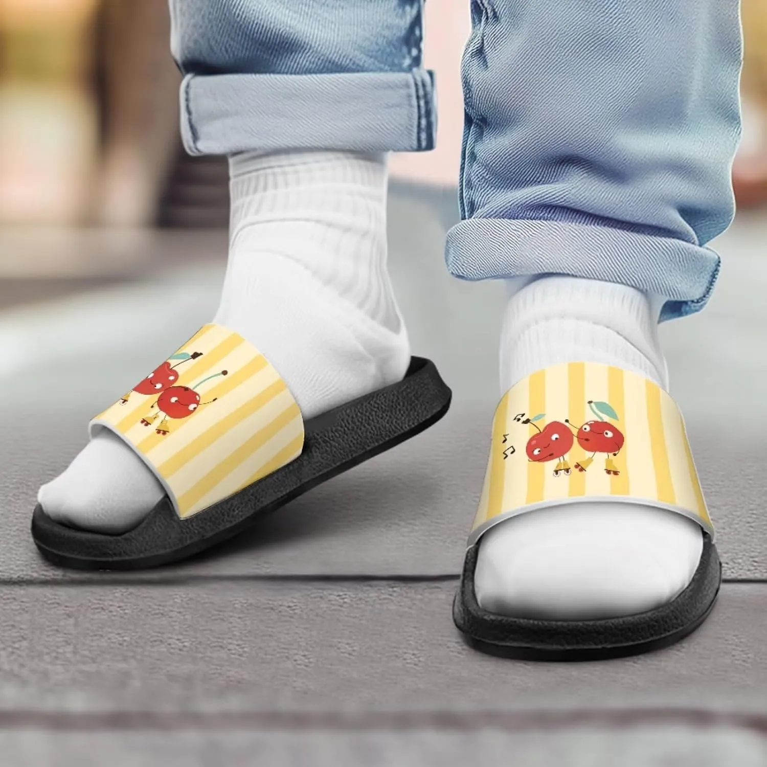 Jeiento Kids Slides Slip On Beach Sandals Anti Skid Sole Comfy Youth Boy Girl Pool Shoes Cute Cartoon Slippers for Indoor Outdoor
