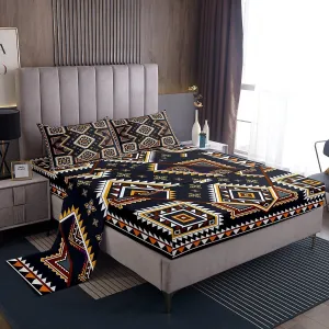 jejeloiu Boys Girls Aztec Bed Sheets Set King Size, Boho Bedding Set Bohemian Exotic Sheet Set Kids Mandala Teens Bedroom Decor Soft Bed Set 4Pcs