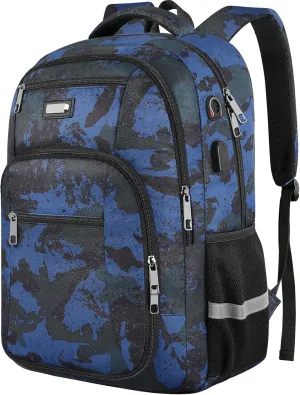 Jiefeike Laptop Backpack for Men, Large Travel Backpack TSA Friendly Anti Theft Backpacks with USB Charging Port, Water-Resistant Bag Daypack for Work, 17.3inch Approved Computer Bookbag & Notebook