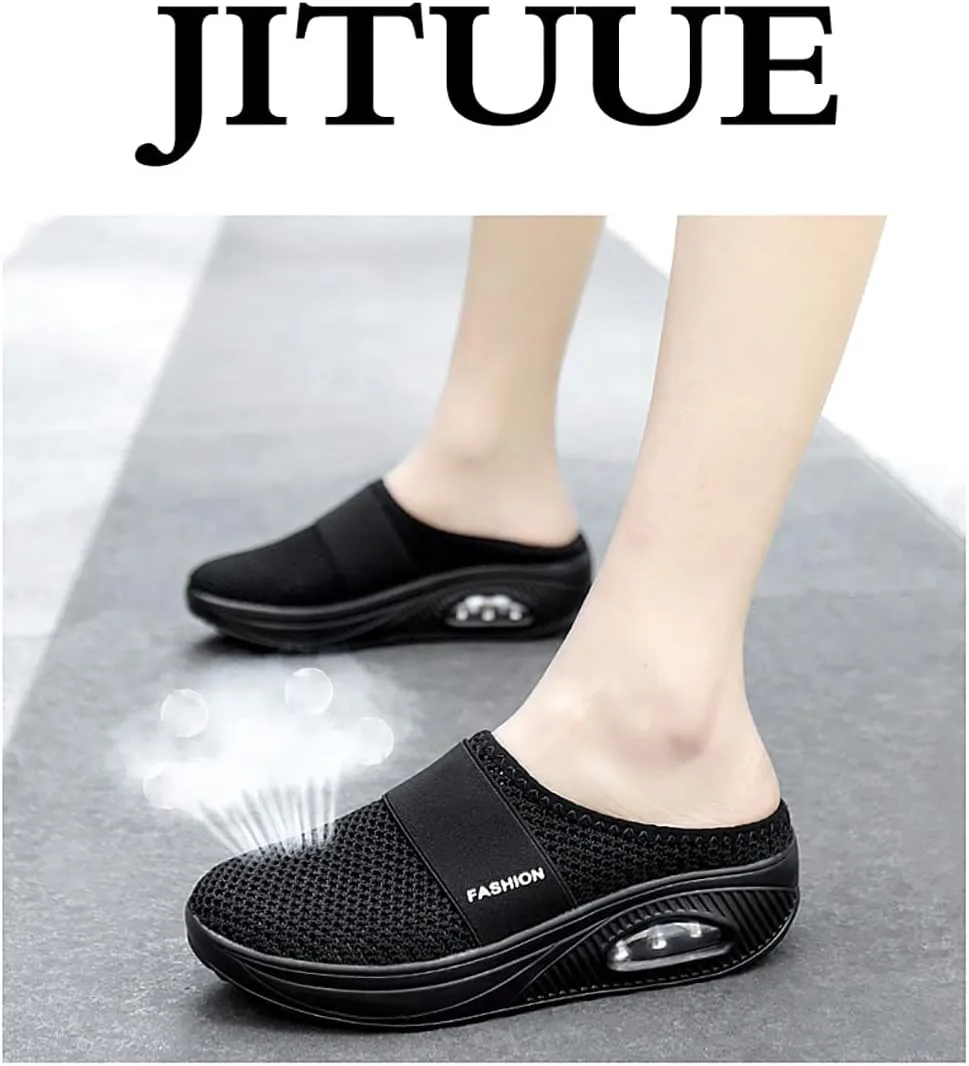 JITUUE Women's Garden Clogs Mesh Slip-on Slippers Summer Breathable Lightweight Quick Drying Garden Shoes Outdoor Walking Slippers