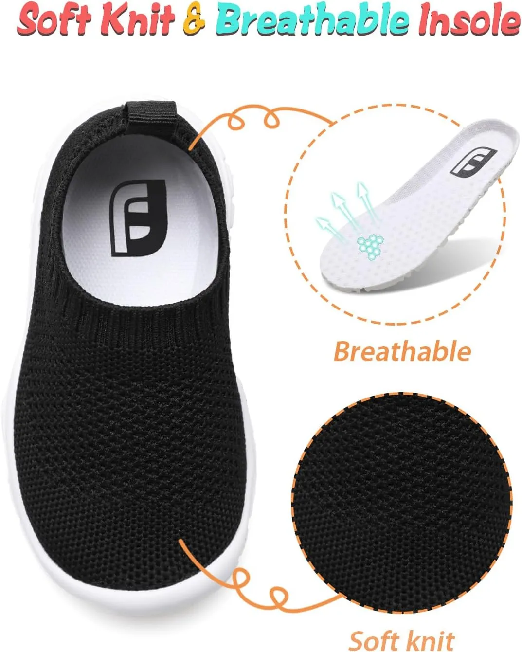 JOINFREE Toddler Boys Girls Sneaker Slip On Shoes Kids Lightweight Breathable Walking Shoes