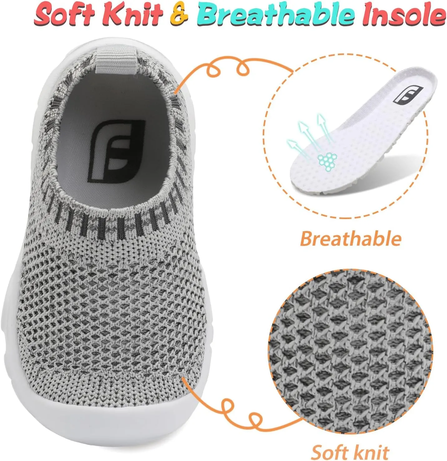 JOINFREE Toddler Boys Girls Sneaker Slip On Shoes Kids Lightweight Breathable Walking Shoes