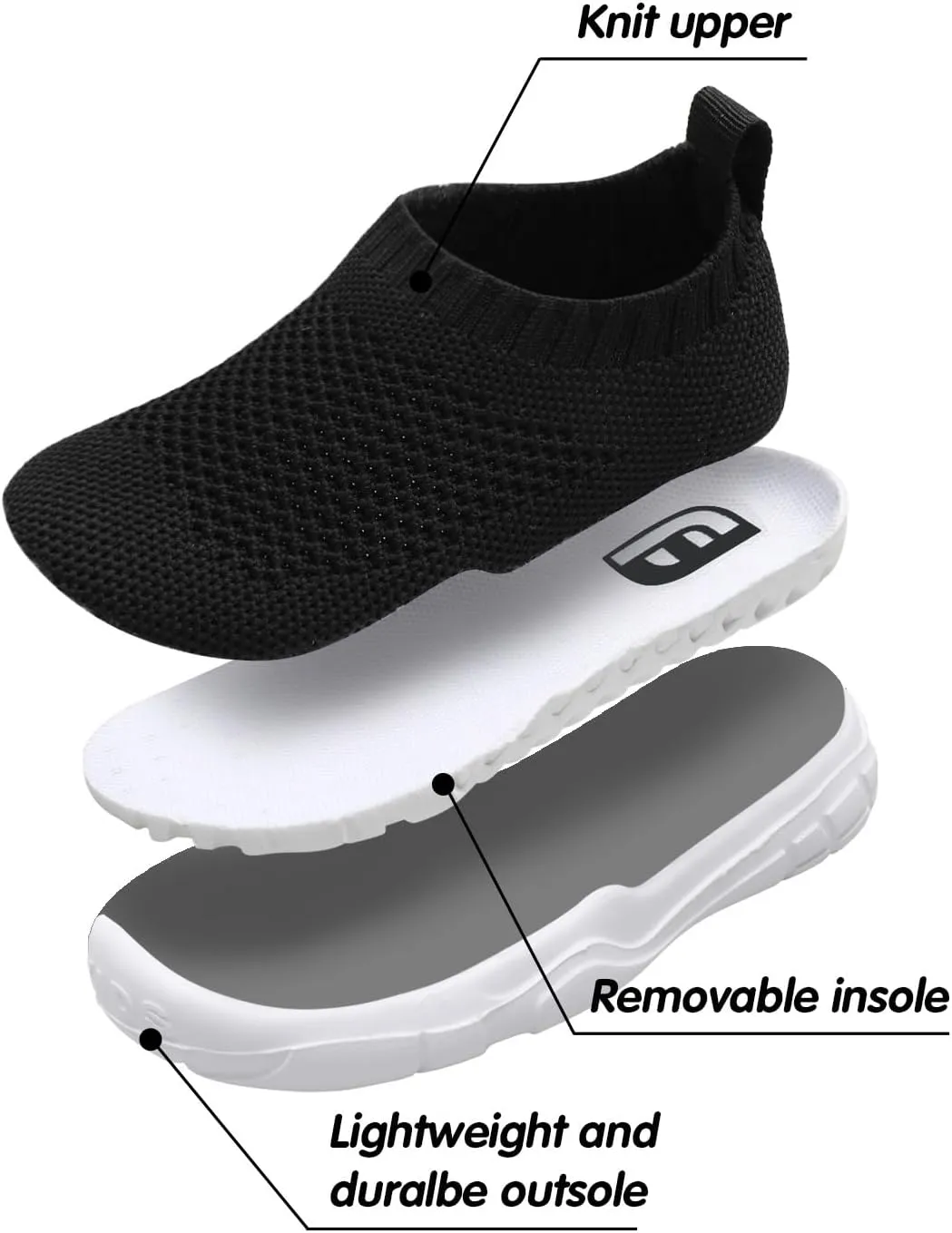 JOINFREE Toddler Boys Girls Sneaker Slip On Shoes Kids Lightweight Breathable Walking Shoes