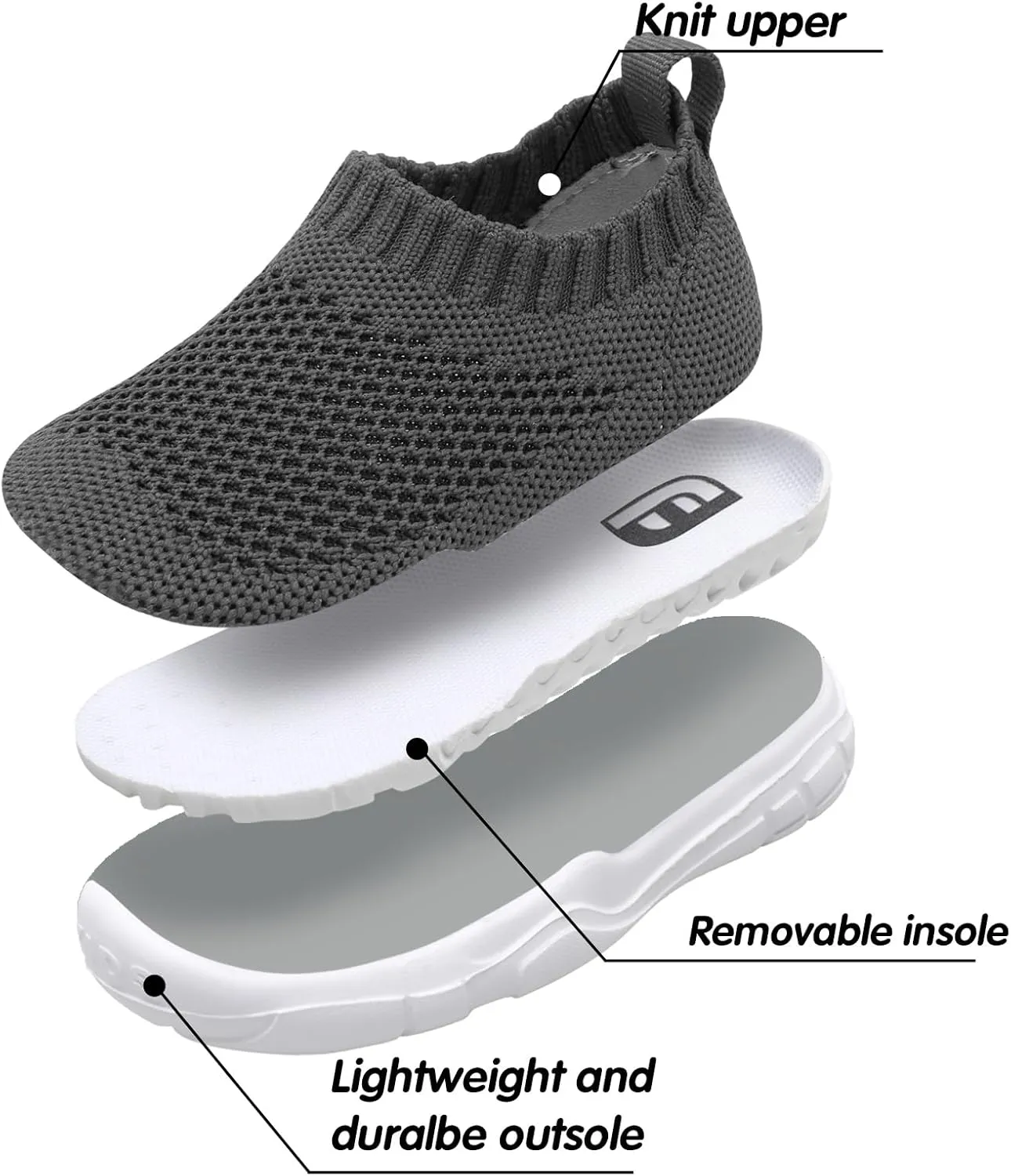 JOINFREE Toddler Boys Girls Sneaker Slip On Shoes Kids Lightweight Breathable Walking Shoes