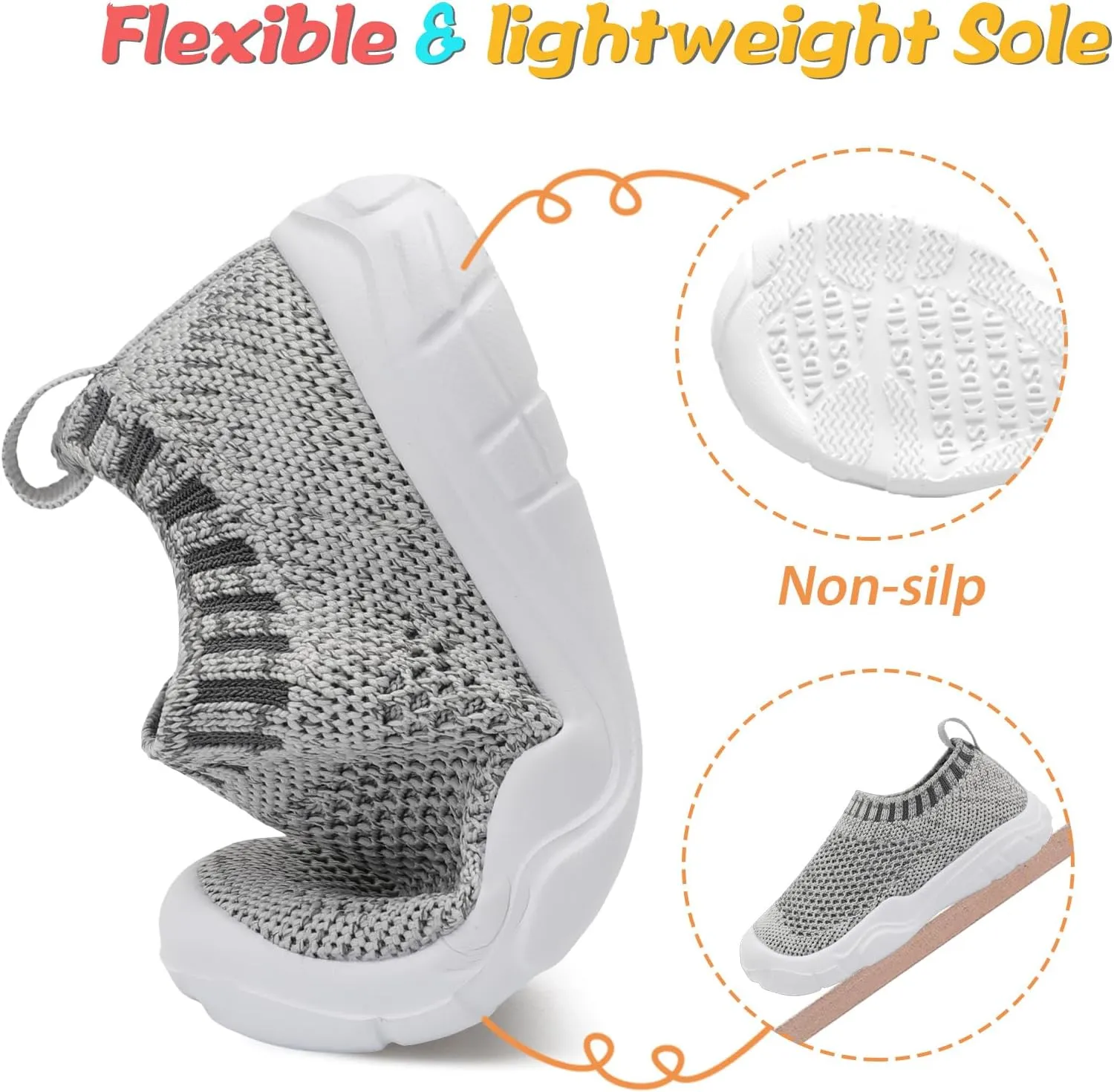 JOINFREE Toddler Boys Girls Sneaker Slip On Shoes Kids Lightweight Breathable Walking Shoes