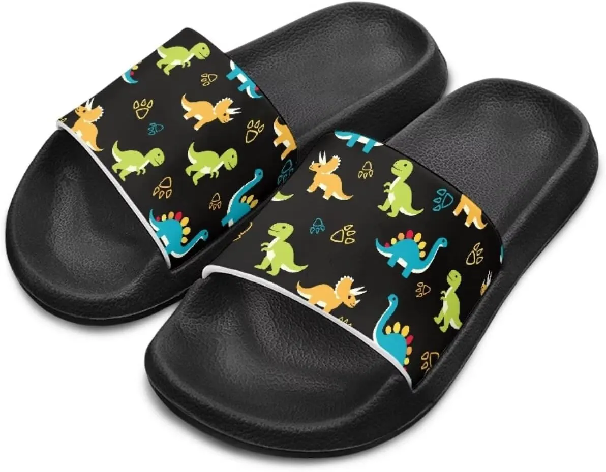 JoyLamoria Boys Dinosaur Print Sandals House Slides Kids Cloud Slippers Non-Slip Beach Pool Indoor Outdoor Open Toe Comfy